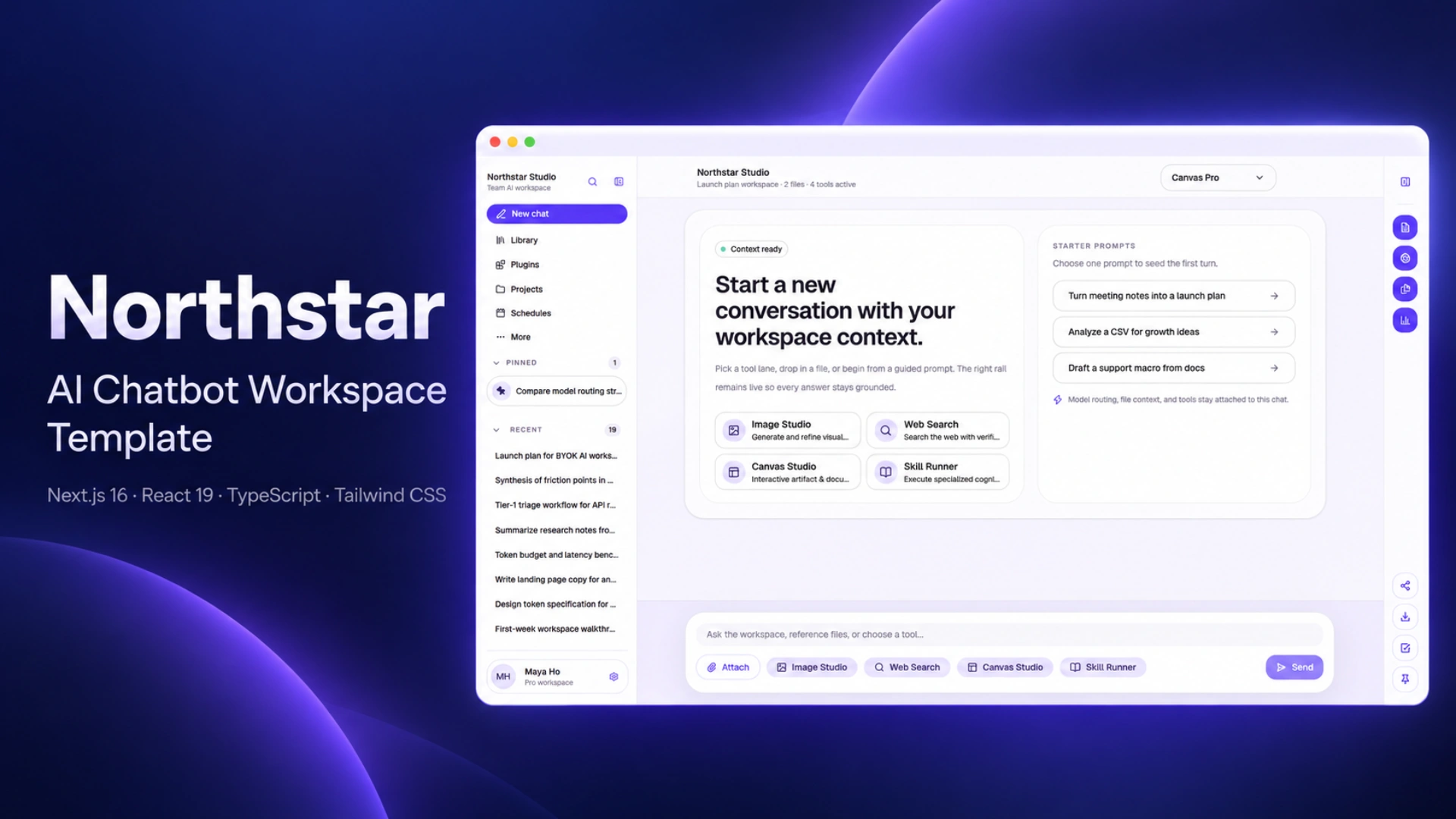 Northstar AI Chatbot Workspace Next.js Template preview